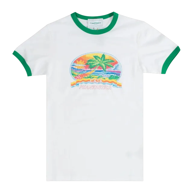 Casablanca Casa Phantastica Ringer T-Shirt White — Authentic Casablanca in stock at CLZTURE