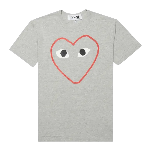 Comme des Garçons Play Heart Outline T-Shirt Grey — Authentic Comme Des Garçons in stock at CLZTURE