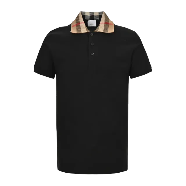 Burberry Polo Cotton Checked Black — Authentic T-Shirts at CLZTURE
