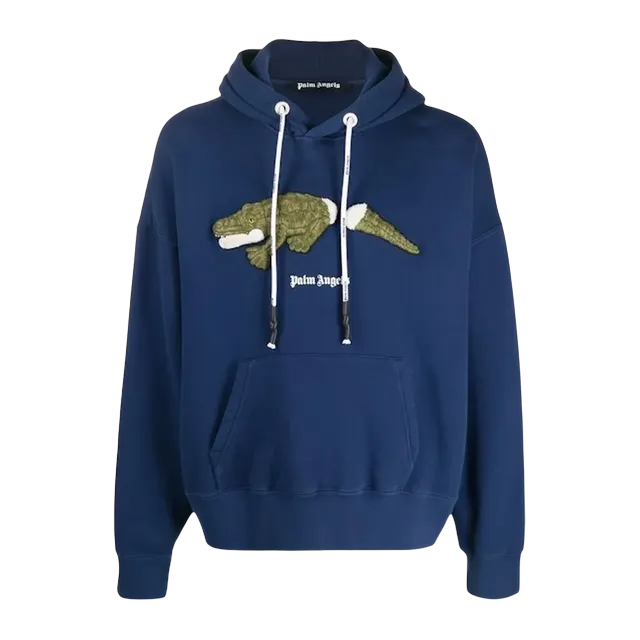 Palm Angels Croco Hoodie Blue — Authentic Hoodies & Sweats at CLZTURE