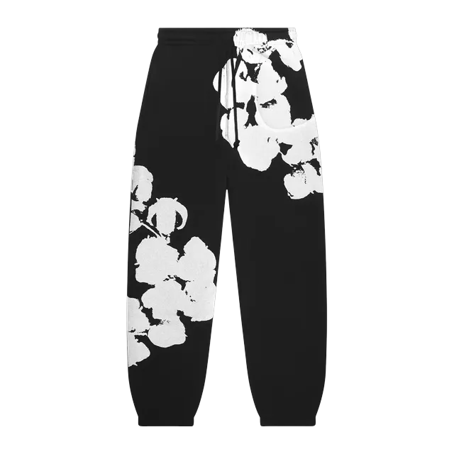 Denim Tears Big Cotton Wreath Sweatpants Black — Authentic at CLZTURE