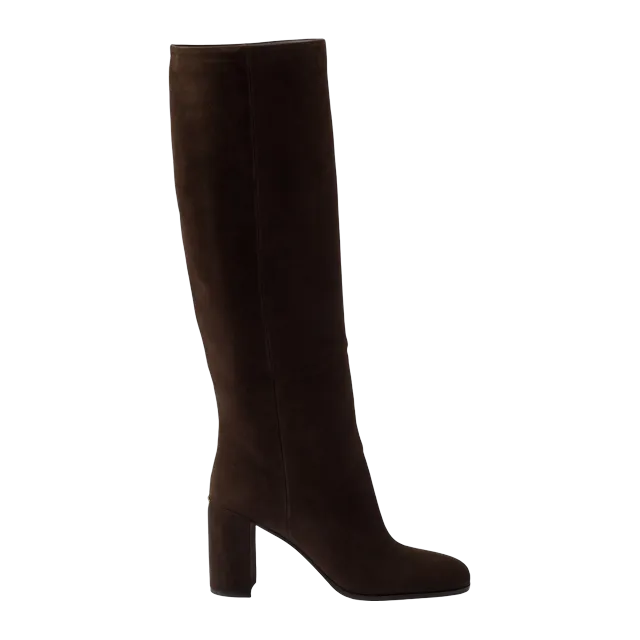 Prada Heeled Suede Brown — Authentic Boots at CLZTURE