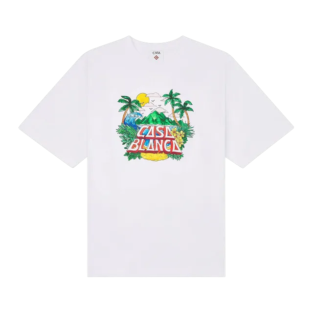 Casablanca Casa Beach Wave Printed Oversized T-Shirt White — Authentic T-Shirts at CLZTURE