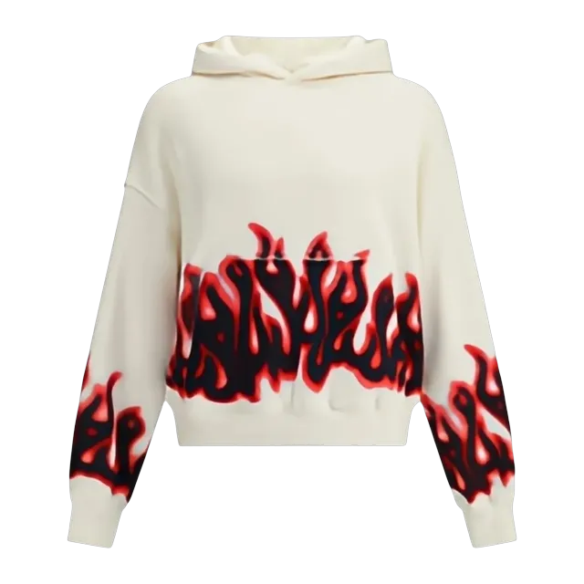 Palm Angels Flame Print Beige — Authentic Hoodies & Sweats at CLZTURE