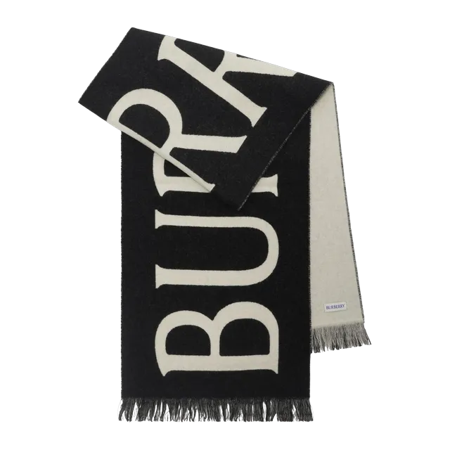 Burberry Scarf Wool à Logo Black — Authentic Accessories at CLZTURE
